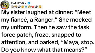 My sister laughed at dinner: “Meet my fiancé, a Ranger.” She mocked my uniform. Then he saw...