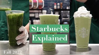 starbucks explained: matcha latte, matcha frappuccino, matcha lemonade