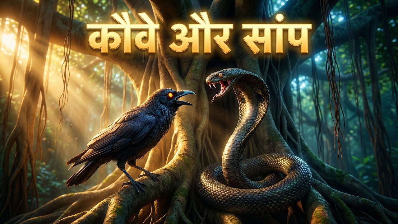 पंचतंत्र कहानी-३ कौवे और सांप | बुद्धि से जीती गई जंग | Panchatantra Story in 3D Pixar Style (4K)