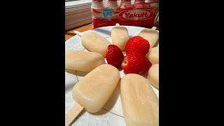 Popsicles made from Yakult probiotic drinks ☀️👅