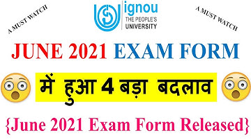 {Breaking News} IGNOU June 2021 Exam Form Released || 5 Big Changes in IGNOU June 2021 Exam Form ||