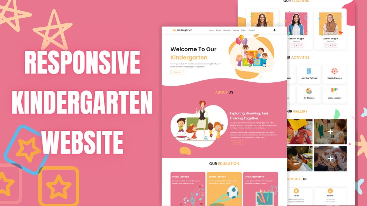 How To Make A Responsive Kindergarten Website Design Using HTML - CSS ...