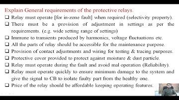 SGP Video short on Explain General requirements of the protective relays in English