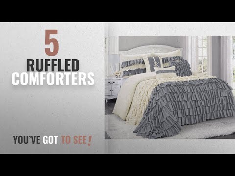 top-10-ruffled-comforters-[2018]:-7-piece-brise-double-color-ruffled-comforter-set-queen-king