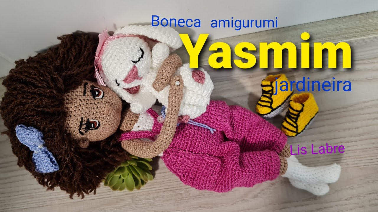 Boneca de croché Jasmim em vestido, boneca amigurumi DIY