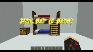 How to make a luxe bed. Bunk bed with 2 beds, for 2 persons Minecraft Java/Bedrock edition tutorial.