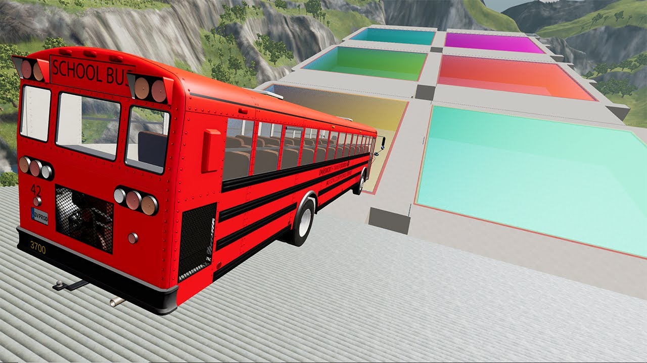 Stair Jumps Down In Colored Swimming Pools #41 - BeamNG drive bmg