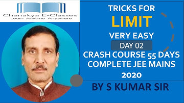 JEE MAINS 2020 | CRASH COURSE 55 DAYS CHALLENGE | Day 2 | Limit | Chanakya E-Classes |S Kumar| Maths