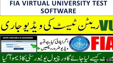 FIA New Jobs 2021 Virtual University Written Test Demo For Constable, ASI, SI ,udc ,ldc assistant