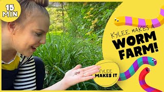 Kylee Makes a Worm Farm | Outdoor Play and Learning in Nature for Kids! Create DIY Worm Jar