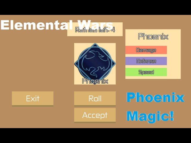 Rare Phoenix Magic 1 New Magic Elemental Wars Youtube - elemental wars roblox codes 2018