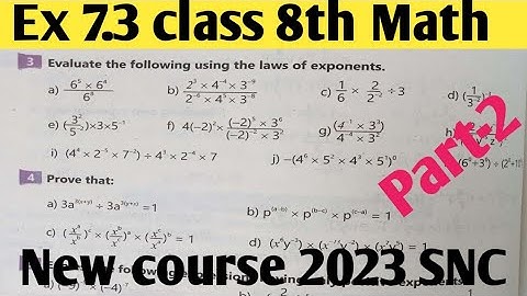Exercise 7. 3 unit 7 Exponents and Laws of exponents class 8th Math kpk and PTB|New course 2023 P-2