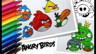 Coloring Pages ANGRY BIRDS Coloring Book & Watercolor Markers   Color Toys for Kids