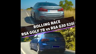 VW Golf 7R Stock vs RSA Stage2 vs RSA Project Car BMW G30 520i Rolling Race | 1600cc vs 2000cc