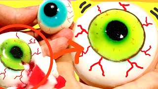 Halloween Easy scary food in 5 minutes. Gelly eyes crafts