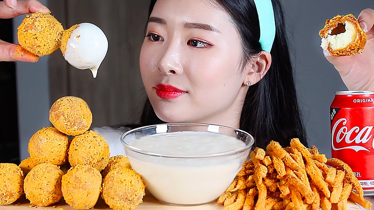 Сырный шарик Сыр фри ASMR Mukbang Eating Show