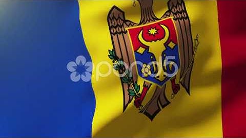 Moldova Flag Waving In The Wind. Looping Sun Rises Style. Animation Loop
