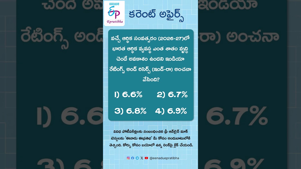 Epratibha: Today's Quiz | 30-01-2026 | Career Guide | Eenadu | GK | Current Affairs