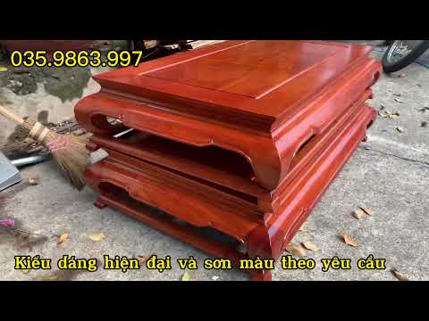 Video Bàn osin trơn phòng khách cỡ lớn gỗ hương - youtube