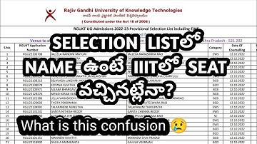 IIIT Selection List Names ,Seat Fixed or Not Fixed ?