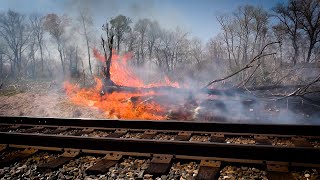 LORAM Rail Grinder Starts a FIRE then PUTS IT OUT!