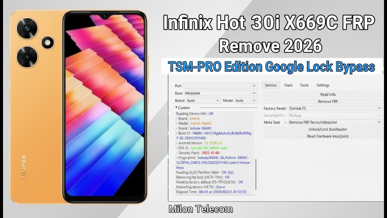 Infinix Hot 30i X669C FRP Remove 2026 | TSM-PRO Edition Google Lock Bypass | Milon Telecom