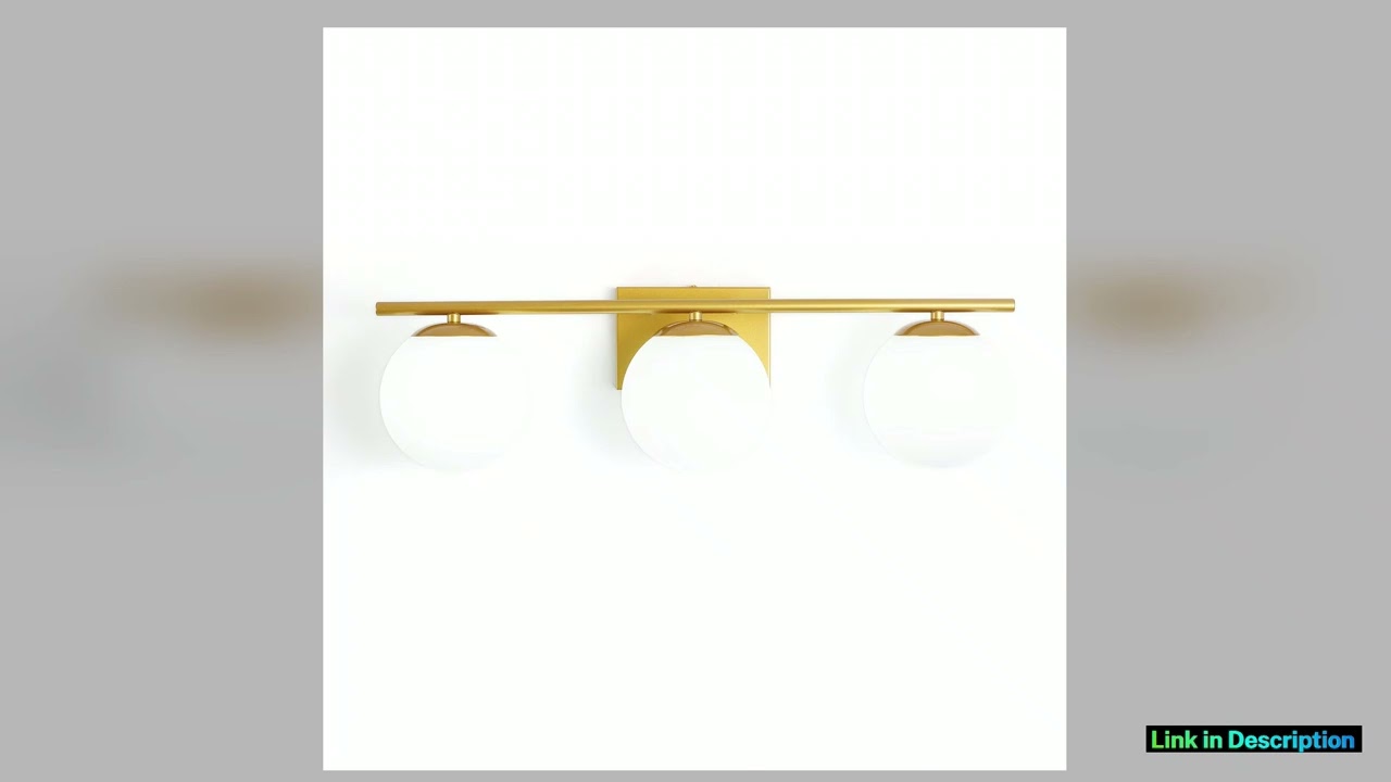 Modern Wall Light Milky White Glass Shade Painted Gold Iron Base Stylish Durable for Bathroom