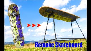 スケートボードを椅子にリメイク！男前なカッコイイ椅子に仕上がりました【キャンプ用品DIY】Remake skateboard on chair