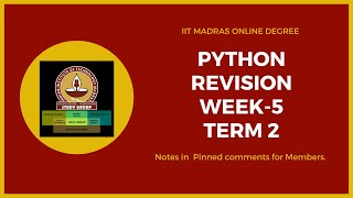 Famous PYTHON WEEK 5 REVISION | IIT MADRAS ONLINE DEGREE |  DIPLOMA. (Notes in Comments ) Profile