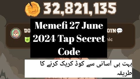 27th June 2024 Memefi Daily Tap Secret Code #memeficombo #memefitapsecretcode #memefi