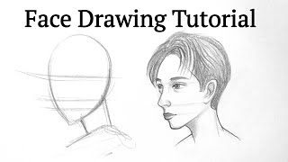 How to draw a  face(Male) easy with basics for beginners| Face sketch drawing tutorial easy