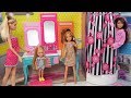 Barbie Chelsea Stacie New School Morning Routine - Packing lunchbox & Riding School Bus