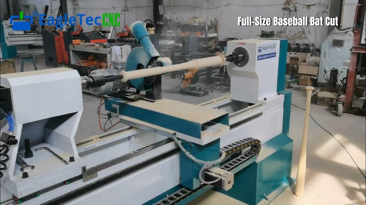 Baseball Bats Company Need ItEagleTec CNC Wood Lathe with Saw Blade