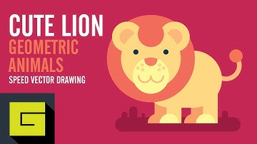 Speed Drawing Flat Animals, Cute Lion, Geometric Animals, Adobe Illustrator