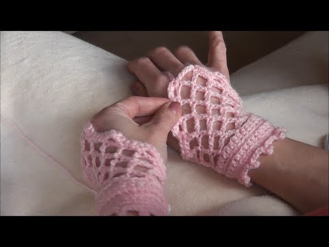 Crochet Romantic Gloves - English