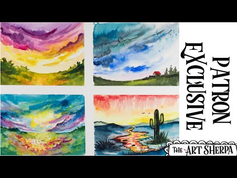 4 Easy watercolor Landscapes