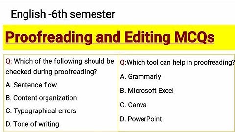 Practice question Bcqs on Proofreading and editing | English Mcqs