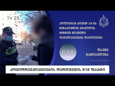 კოვიდრეგულაციების დარღვევის 618 ფაქტი