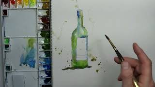 Painting a Green Wine Bottle Part 2 Large