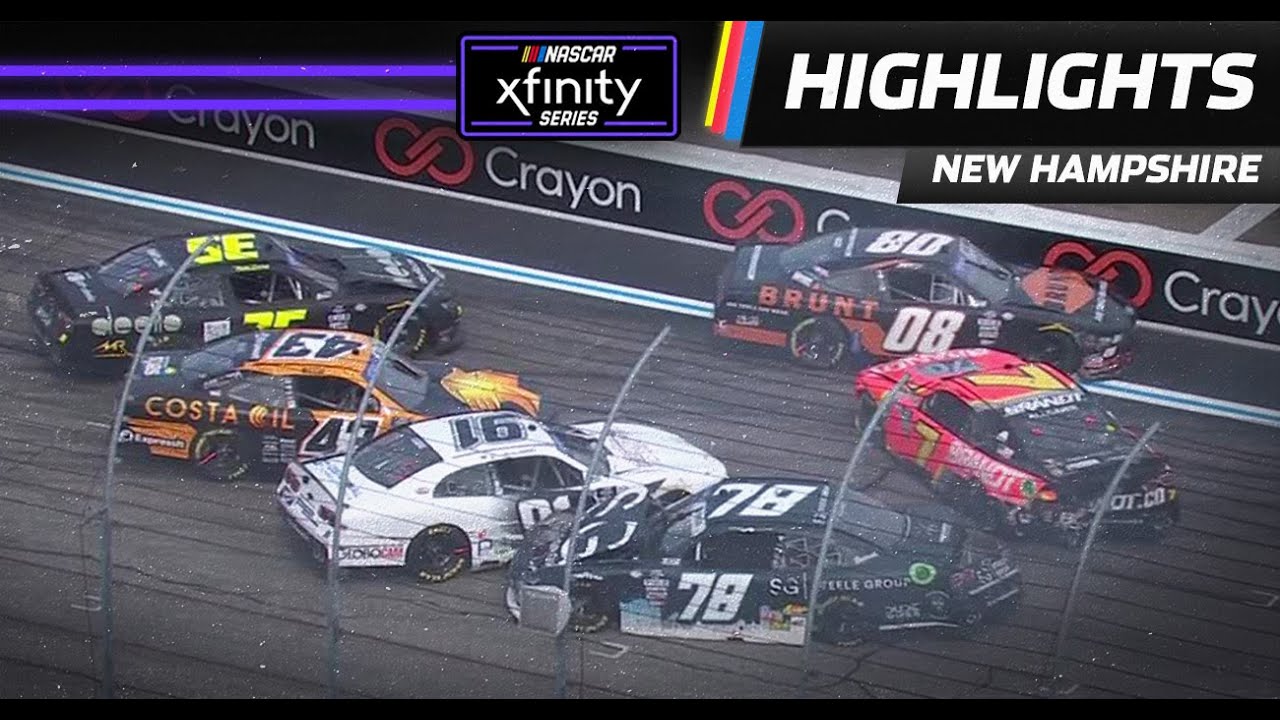 Chaos on the restart at New Hampshire leads to pileup