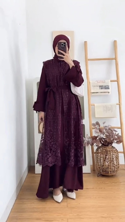 Gamis lebaran 2025 burgundy brokat murah di shopee #gamislebaran #shopeehaul