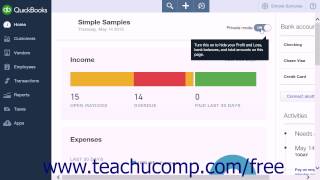QuickBooks Online Plus 2015 Tutorial The Home Page Intuit Training