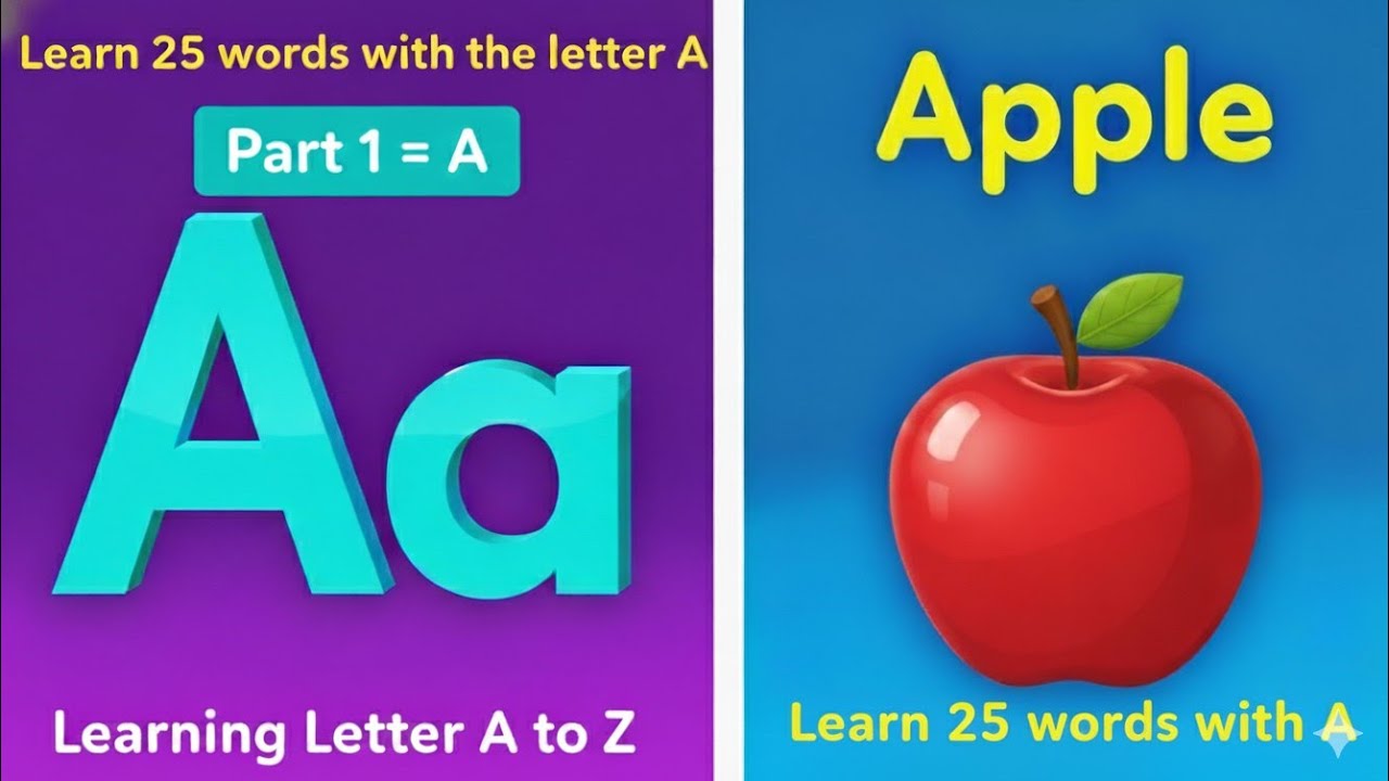 Learn 25 Words with the Letter A | Part 1 | A for Apple ๐ Autumn ๐ ...