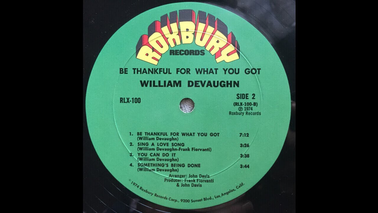 William DeVaughn ‎- Be Thankful For What You Got - YouTube