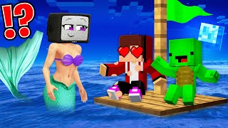 TV WOMAN MERMAID save BABY JJ and MIKEY from OCEAN in Minecraft  Maizen