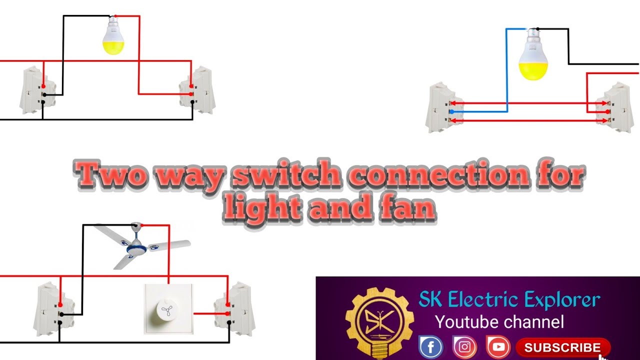 Two way wiring diagram for light and fan switch/ two way switch wiring