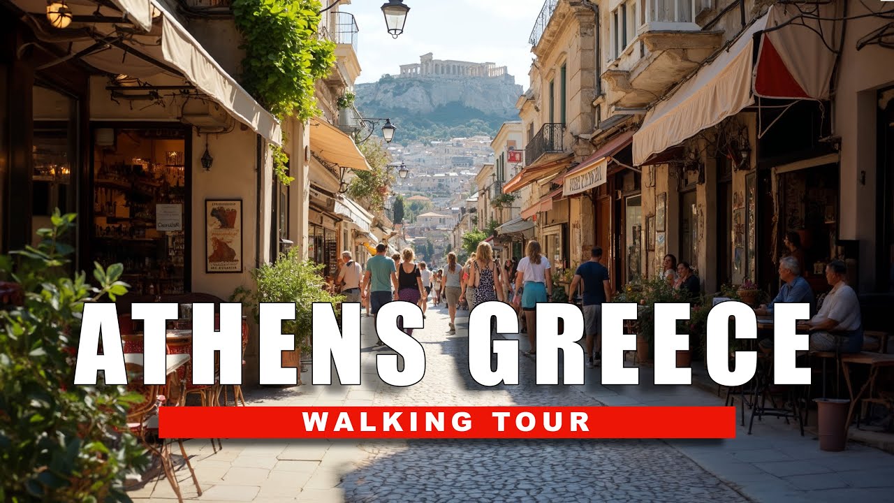 Athens, اليونان | ساحة Monastiraki | جولة مشي 4K