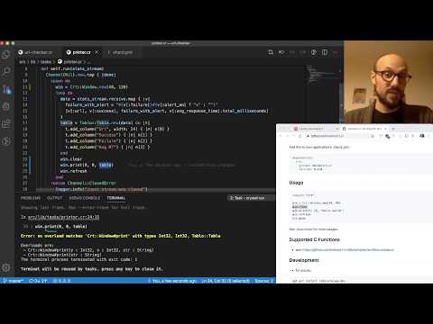 8.3 Polishing the terminal UI - Live coding a URL checker in Crystal