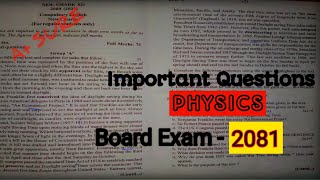 Class 12- Physics important questions for board exam 2081 BS