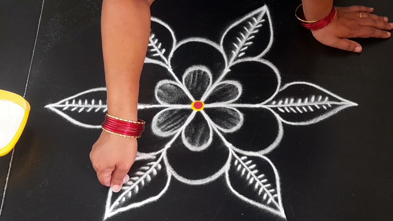 Simple rangoli design//daily muggulu 